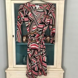 Ann Taylor LOFT abstract print faux wrap dress
